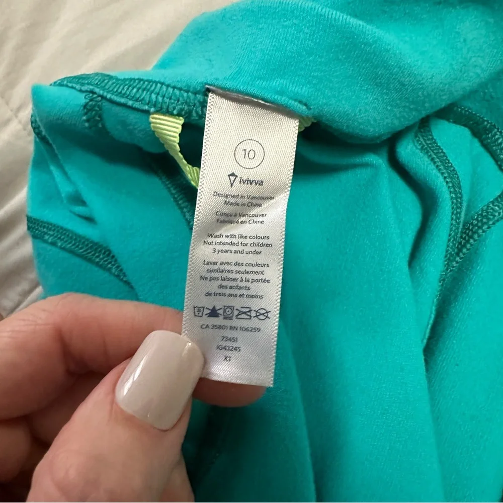 Ivivva Perfect Your Practice Jacket Teal Girl’s Size 10 Full Zip *Flawed